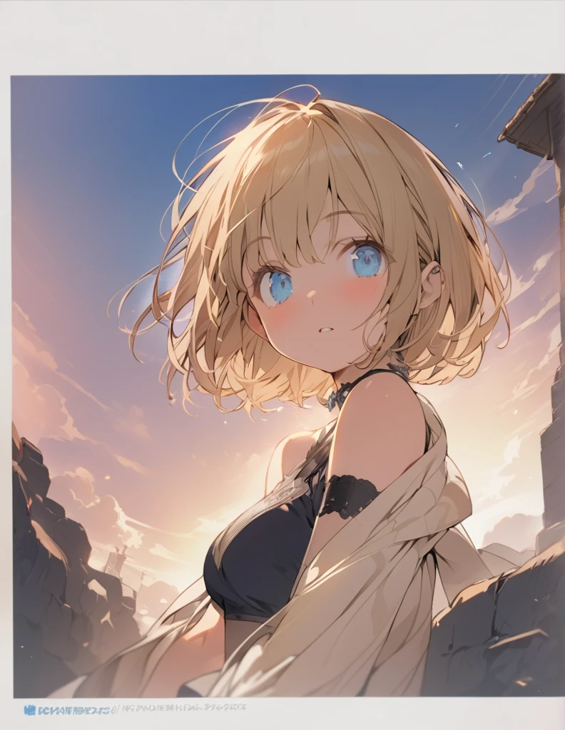 Super detailed description masterpiece blonde girl(Short Bob Hair:1.4),(blue eyes) Are you okay?