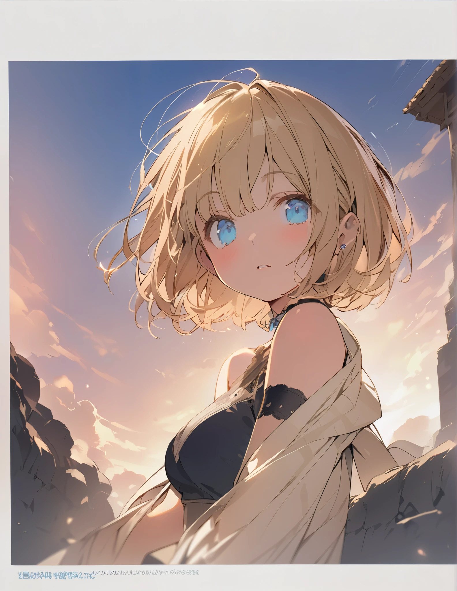 Super detailed description masterpiece blonde girl(Short Bob Hair:1.4),(blue eyes) Are you okay?