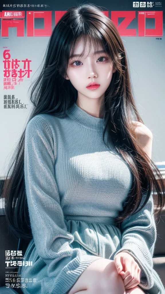 (magazine cover:1.3),ulzzang-6500, (Practical: 1.3) (The original: 1.2), masterpiece, best quality, Beautiful clean face, whole body, 1 Girl, Glitch Art, (Digital Distortion), Pixelate fragments, Data corruption,Colored Noise, Visual confusion,Contemporary Aesthetics