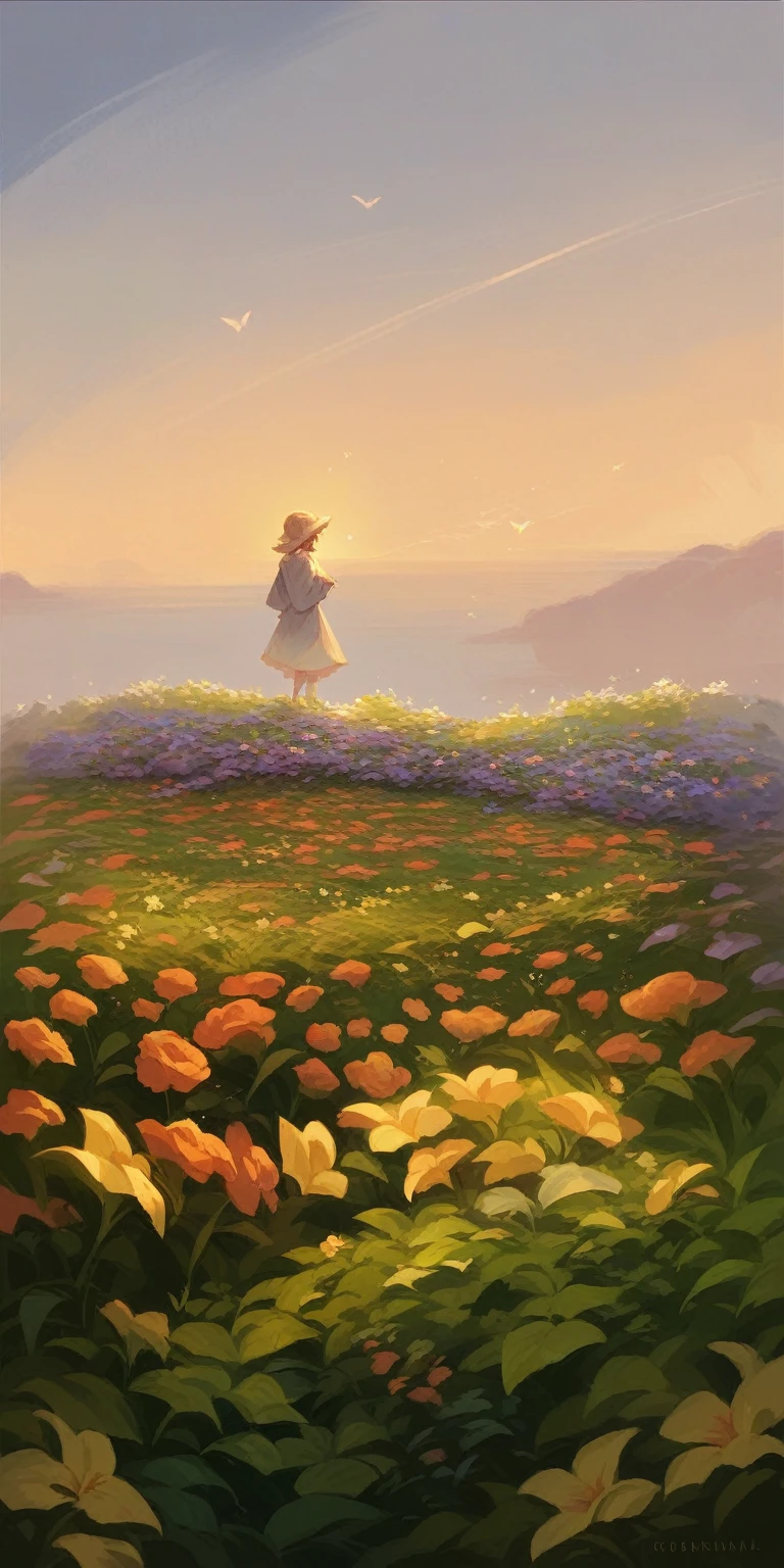 In this background, make flowers in red color, mix brown color like real, Cyber Park effect, sunlight als