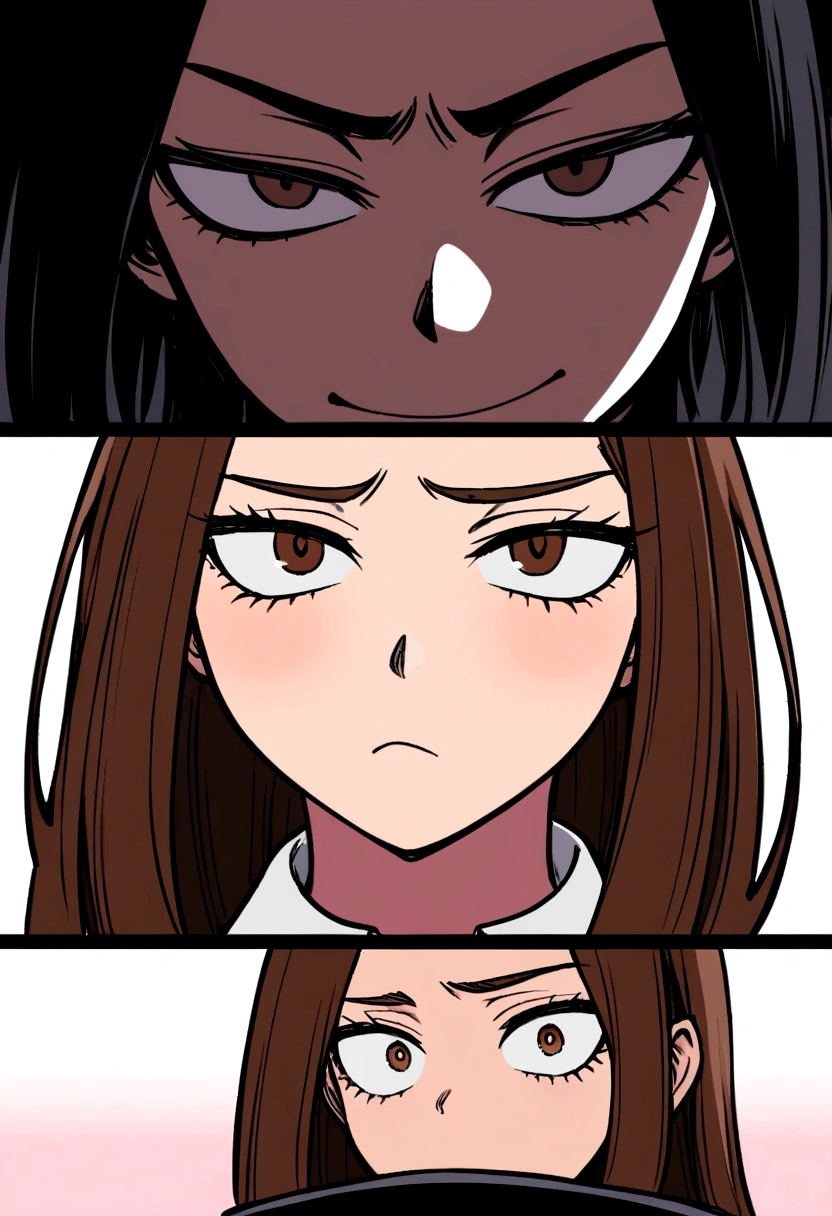 A young woman with glasses with a ponytail hairstyle and has the impression of a sexy mature woman having sex who are forced and show an unhappy face while blowjobbing