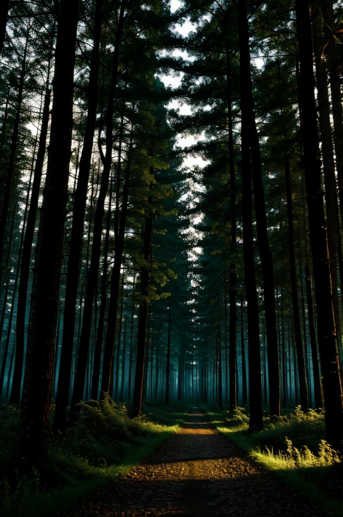 Supernatural forest at night
