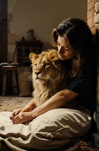 Illustration for the tale of the lion, who loved people