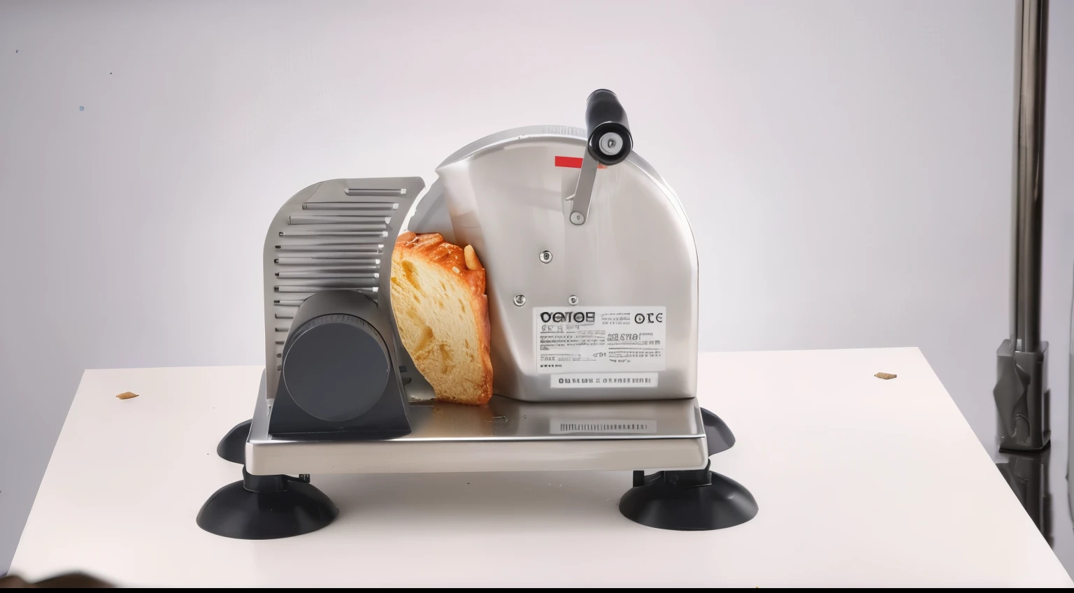 A piece of bread on a silver plate,And a knife, product photo, Product introduction photos, 200 mm, virtual machine, 200 mm, 2 0 0 mm, 2 1 0 mm, 150 mm, 150 mm, 150 mm, professional product photo, 120 mm, 1 2 0 mm, Carving Knife,metallic feel,Silver stainless steel,masterpiece,Refinement