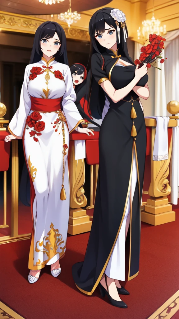 The world of cultivating immortals has four 29-year-old women with black hair, white hair and red hair wearing ao dai 