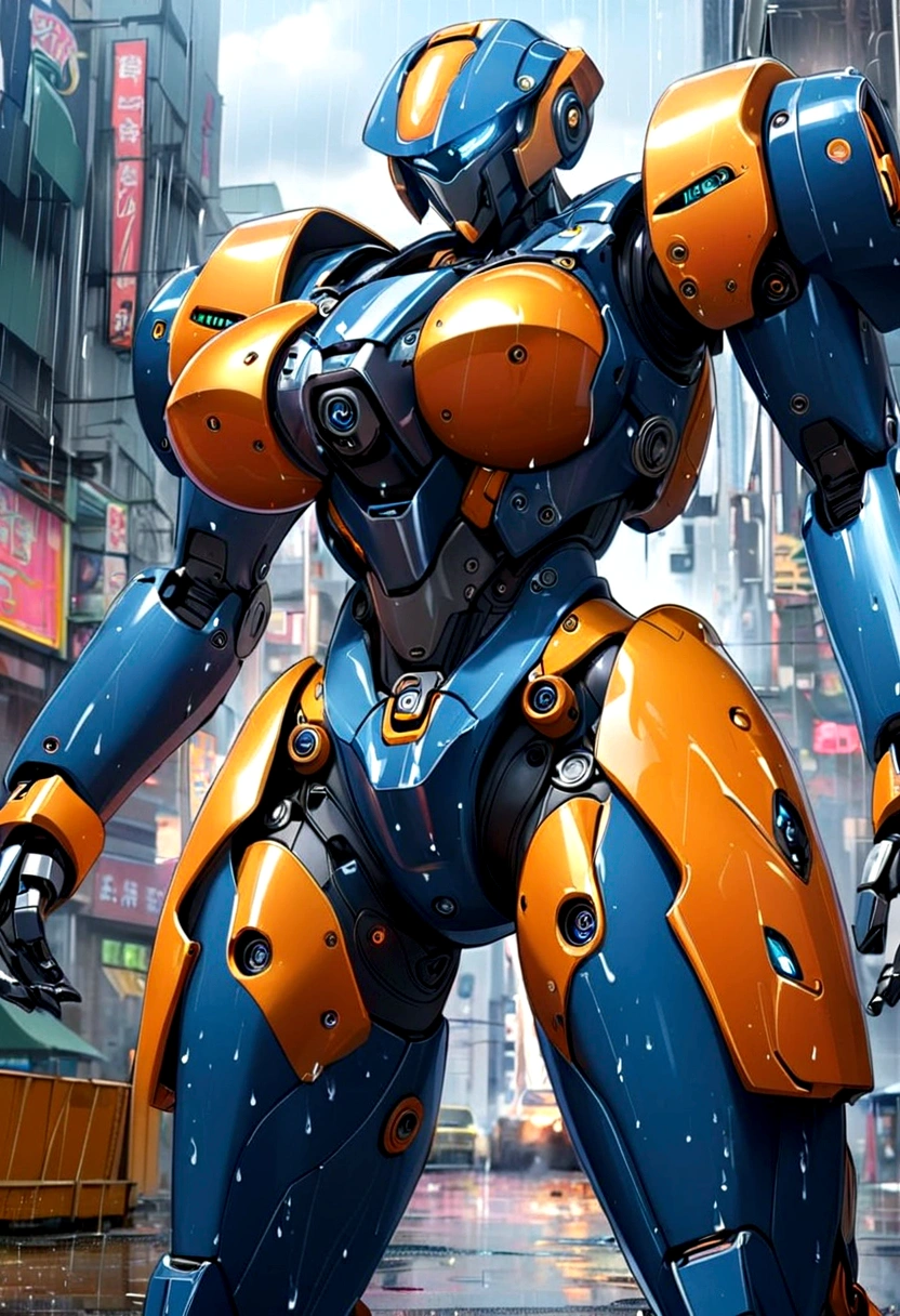 best quality big breasts battle suit robot rain city