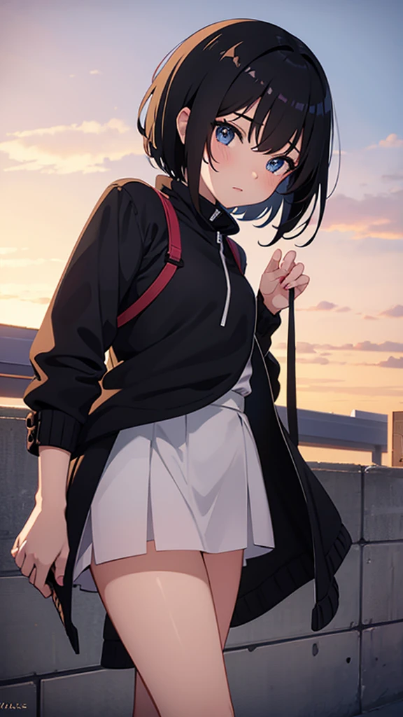 Anime girl with short black hair