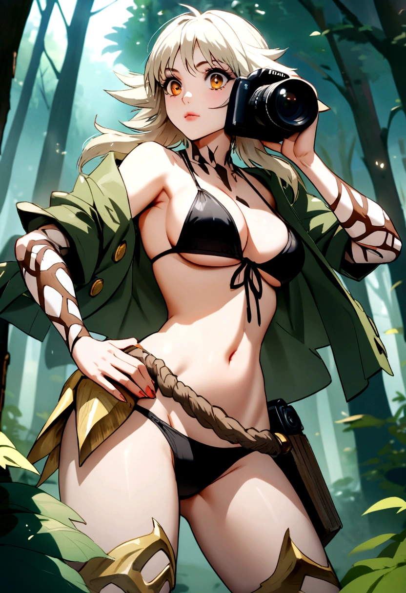 forest hunter lady, bikini + tattered military gear, hd, Professional camera, great angel