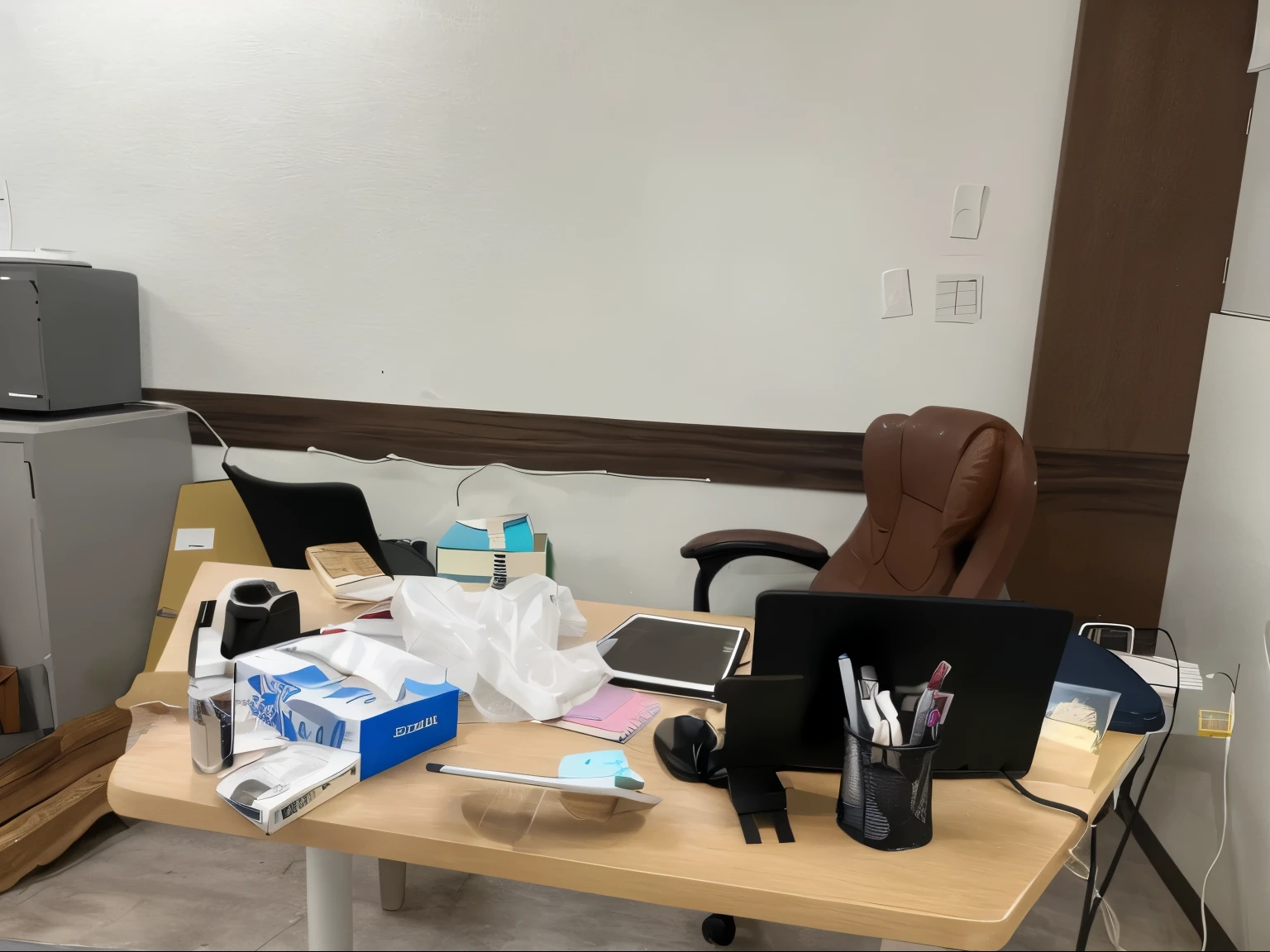Help me make a nice-looking but not sexy normal figure sitting in a chair facing a desk on this picture