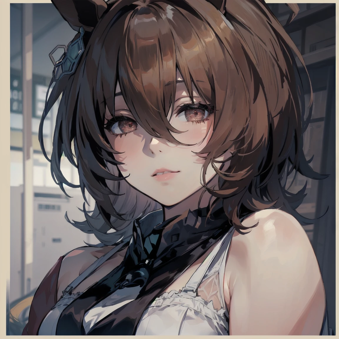 (Photorealistic:1.4), (masterpiece, Side Lighting, Beautiful, detailed eyes: 1.2), agnes tachyon ,(umamusume)