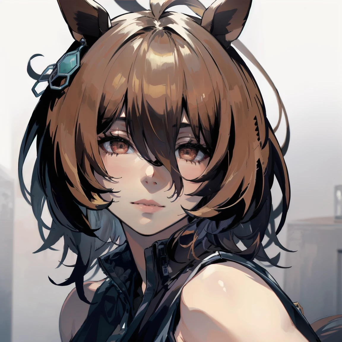 (Photorealistic:1.4), (masterpiece, Side Lighting, Beautiful, detailed eyes: 1.2), agnes tachyon ,(umamusume)
