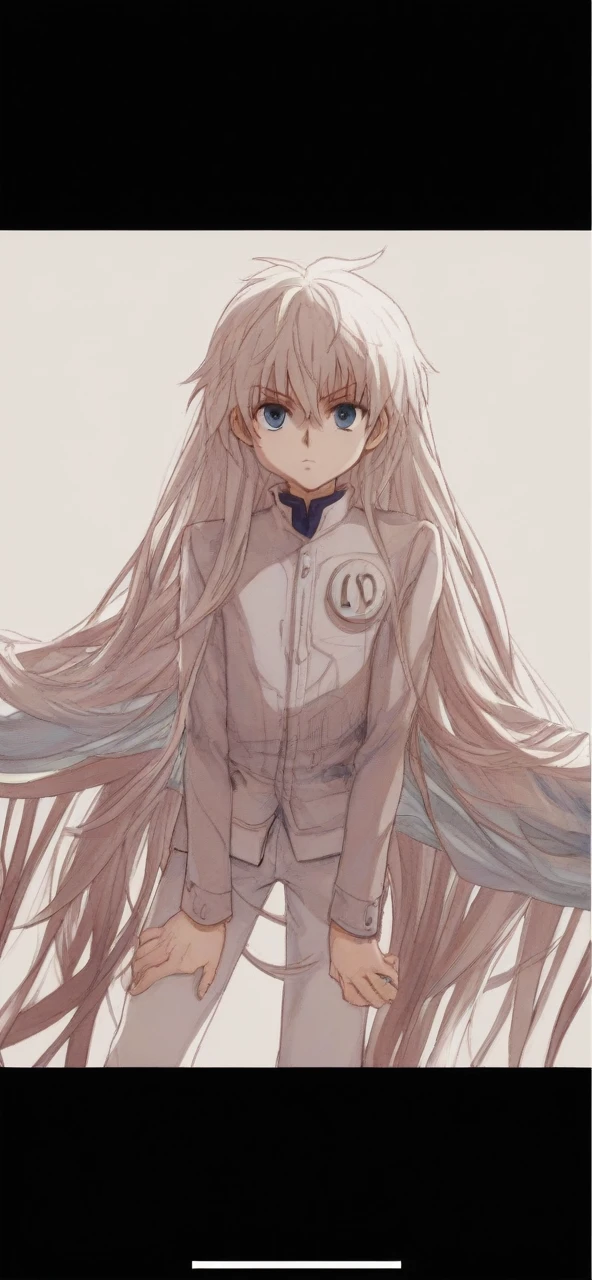 score_9, score_8_up, score_7_up, score_6_up, score_5_up, score_4_up, BREAK source_anime, (best quality:1.1), (masterpiece:1.4), looking at viewer, upper body, depth of field, 1boy, solo, male focus, killua_zoldyck, white hair, blue eyes, blazer, , science fiction cyber-thriller, Hands on the back of the neck, indicating frustration or stress,