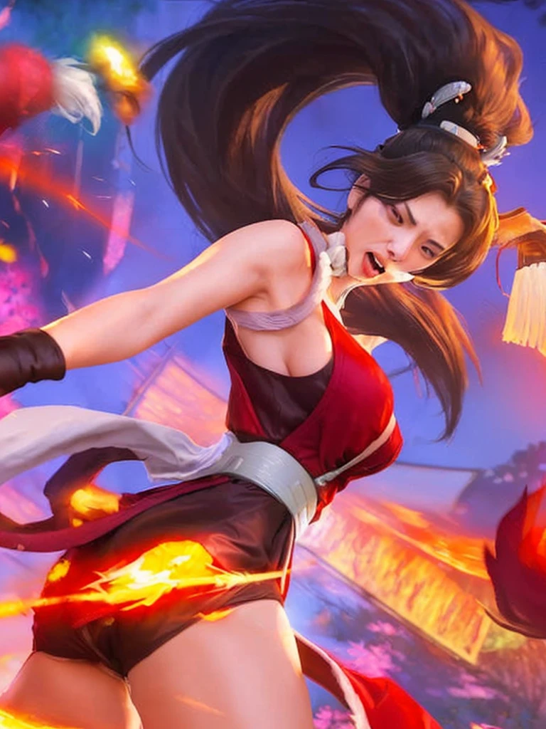 (queen of the samurai kingdom in the forest with big breasts) (puts her hand into her vagina while screaming in pleasure, bright comes out)