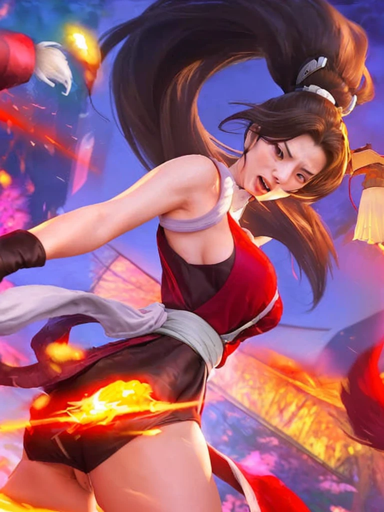(queen of the samurai kingdom in the forest with big breasts) (puts her hand into her vagina while screaming in pleasure, bright comes out)