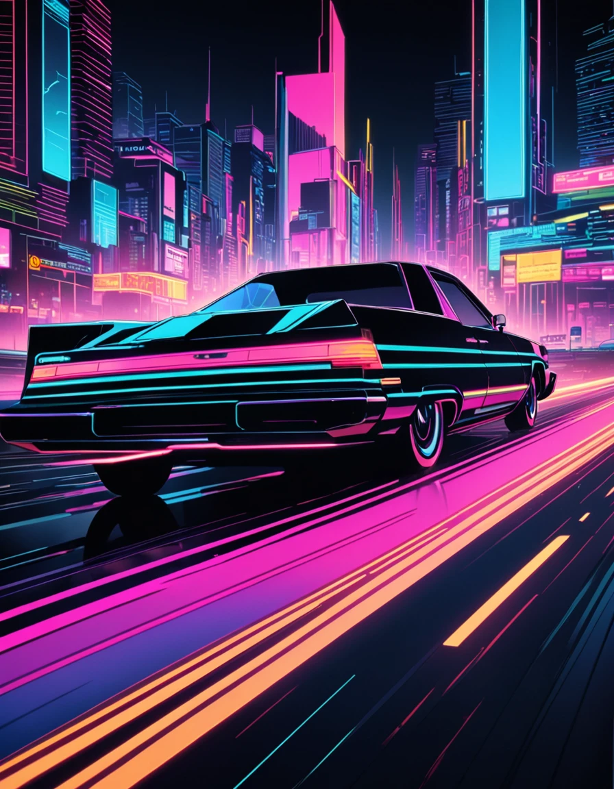 masterpiece, Landscape Photography, city, It was a shame, black background, Retro, Retrowave, Intense close-up shot, Motion Blur, black, woman