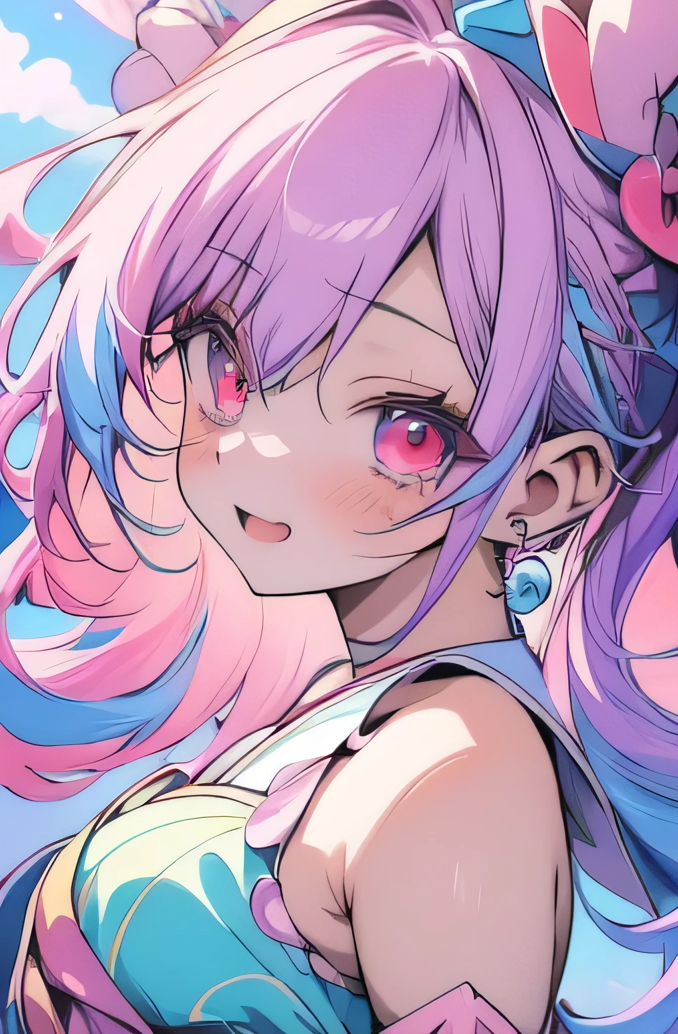 Anime girl with colorful hair and colorful dress, rossdraws pastel vivid, rossdraws cartoon vibrant, Anime Style 4k, Beautiful anime portraits, art germ colorful!!!, ! Dream Art Germ, Beautiful Anime Girls, Anime style digital art, Anime Art Wallpaper 4k, Anime Art Wallpaper, Digital anime art, Highly detailed art gems