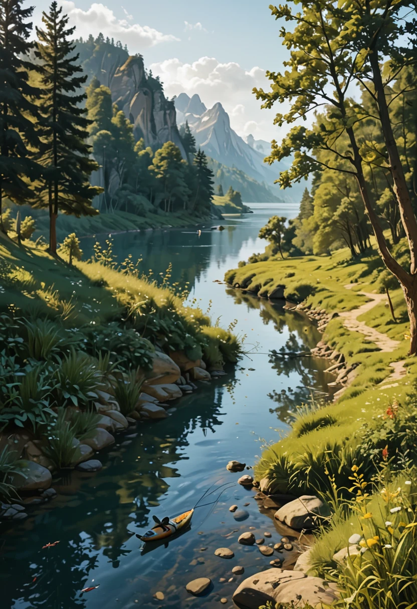 sunny，Beauty，Fly Fishing，Picturesque scenery