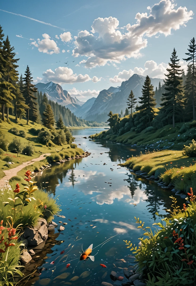 sunny，Beauty，Fly Fishing，Picturesque scenery