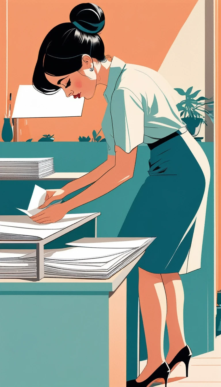 illustration of a woman bending over to pick up a piece of paper, by Emiliano Ponzi, illustration!, inspired by Emiliano Ponzi, by Matija Jama, illustration | rutkowski, illustration style, by Max Buri, fabulous illustrations, kaethe butcher, flat illustration, #illustration, by Justin Sweet, by Matt Stewart, dribbble illustration, jen bartel