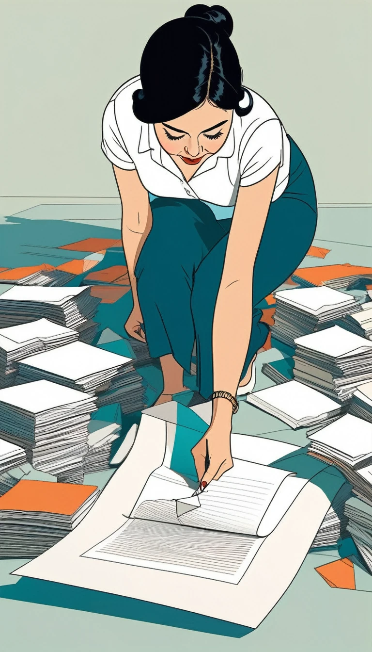 illustration of a woman bending over to pick up a piece of paper, by Emiliano Ponzi, illustration!, inspired by Emiliano Ponzi, by Matija Jama, illustration | rutkowski, illustration style, by Max Buri, fabulous illustrations, kaethe butcher, flat illustration, #illustration, by Justin Sweet, by Matt Stewart, dribbble illustration, jen bartel