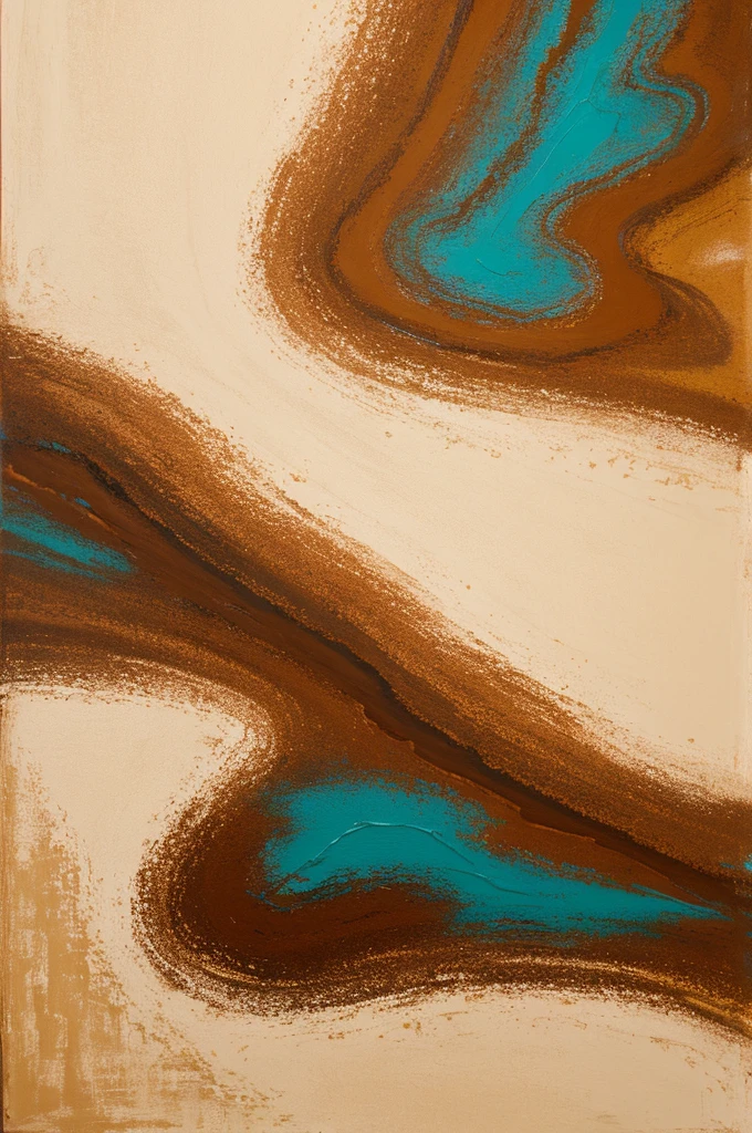Copper cream and turquiose color abstract painting