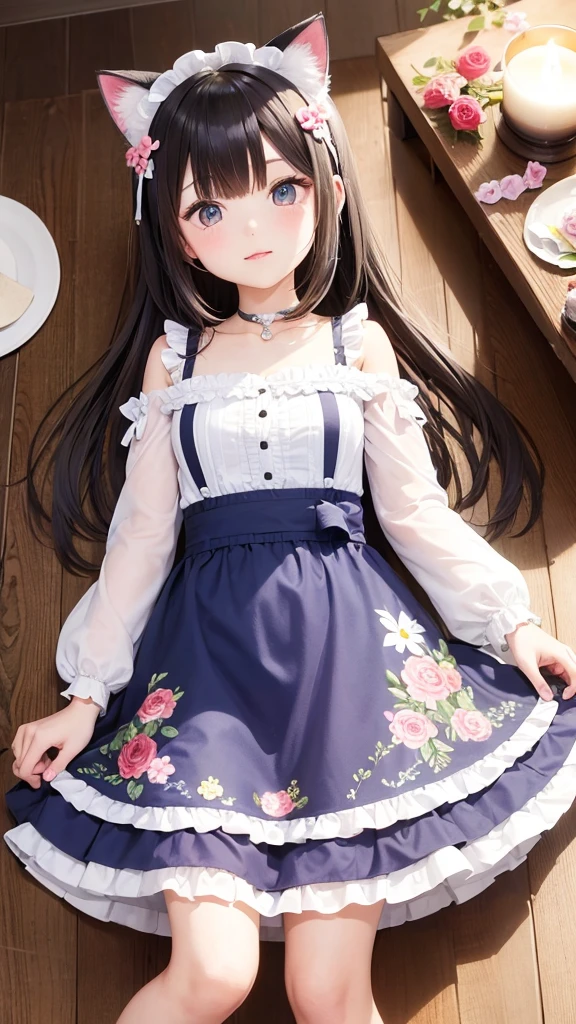 summer cool Lots of flowers Maid clothes Cat ear Idol Fluffy hair