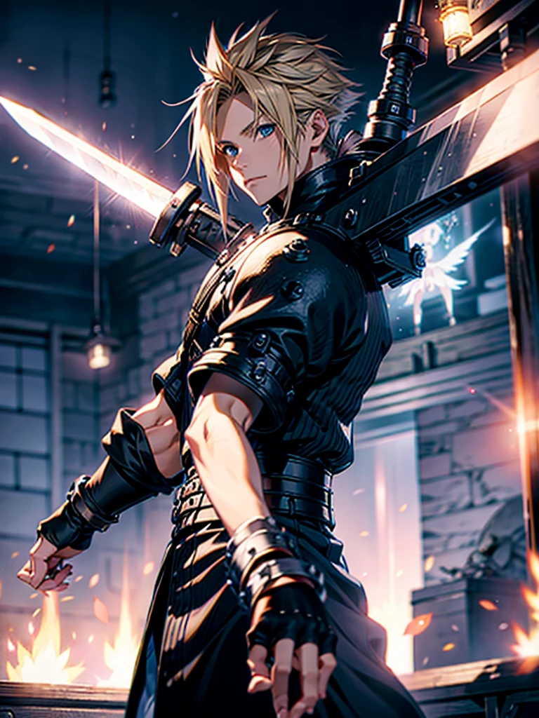 Alafed Charming young image in anime style with a sword in a dark room, Cloud Strife, aus Final Fantasy vii, last fantasy 7, ff 7, Portrait of a Cloud Fight, by ff7, Final Fantasy-Charakter, Final Fantasy Face, aus Final Fantasy, cloud, Final Fantasy, Final Fantasy, Final Fantasy, square enix, Square Enix Cinematic Arts, Final-Fantasy-Stil