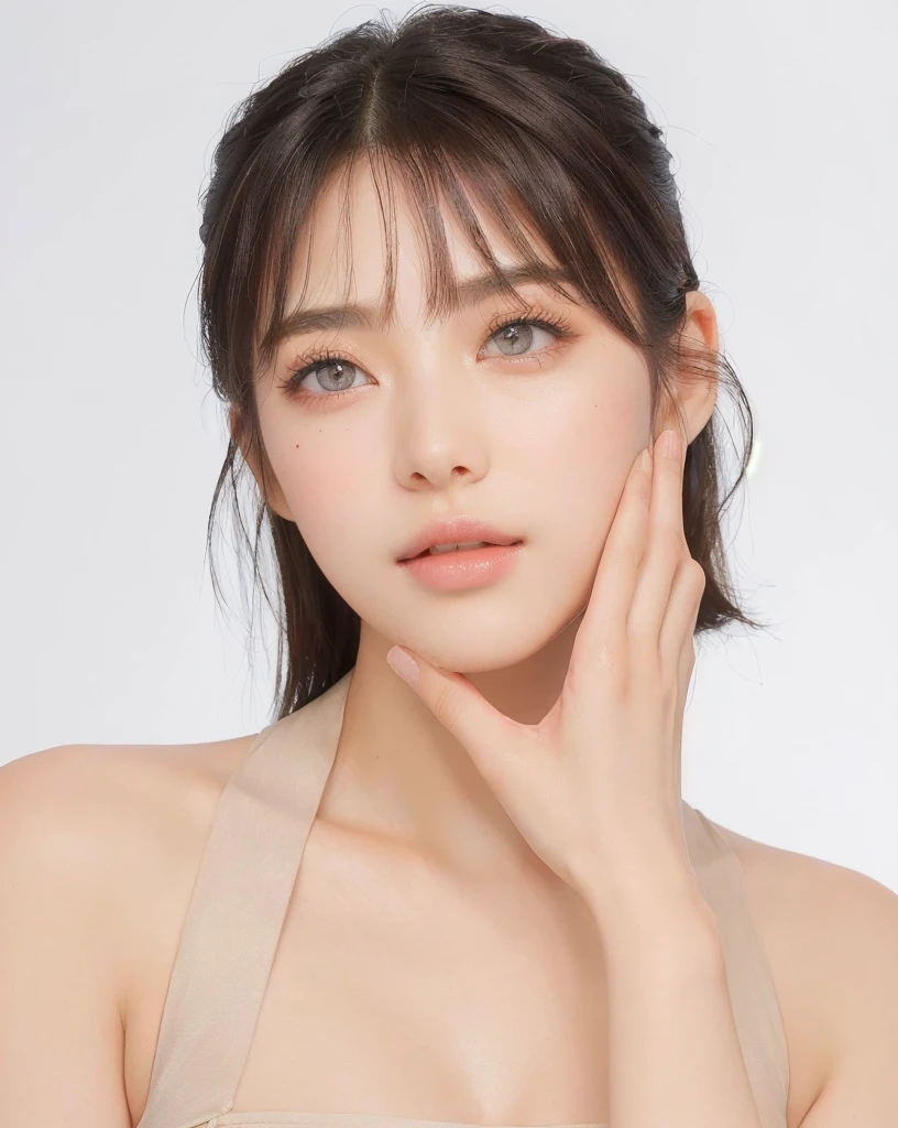 ((Best Quality, 8K, Masterpiece, : 1.3)), Sharp, Sharp, Beauty: 1.2, Perfect Body Beauty: 1.4, Slim Abs: 1.2, ((Layered Hairstyle, Big: 1.2)), Highly Detailed Face and Skin Texture, Detailed Eyes, Double Eyelids, looking at the camera, cute pink tone makeup, stunning, gorgeous, slight smile, clear eyes, blink eyes, very big eyes, eyes looking straight camera, look at camera
