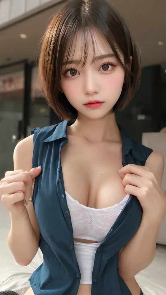 Cute Shirt、Ample breasts、Short Hair