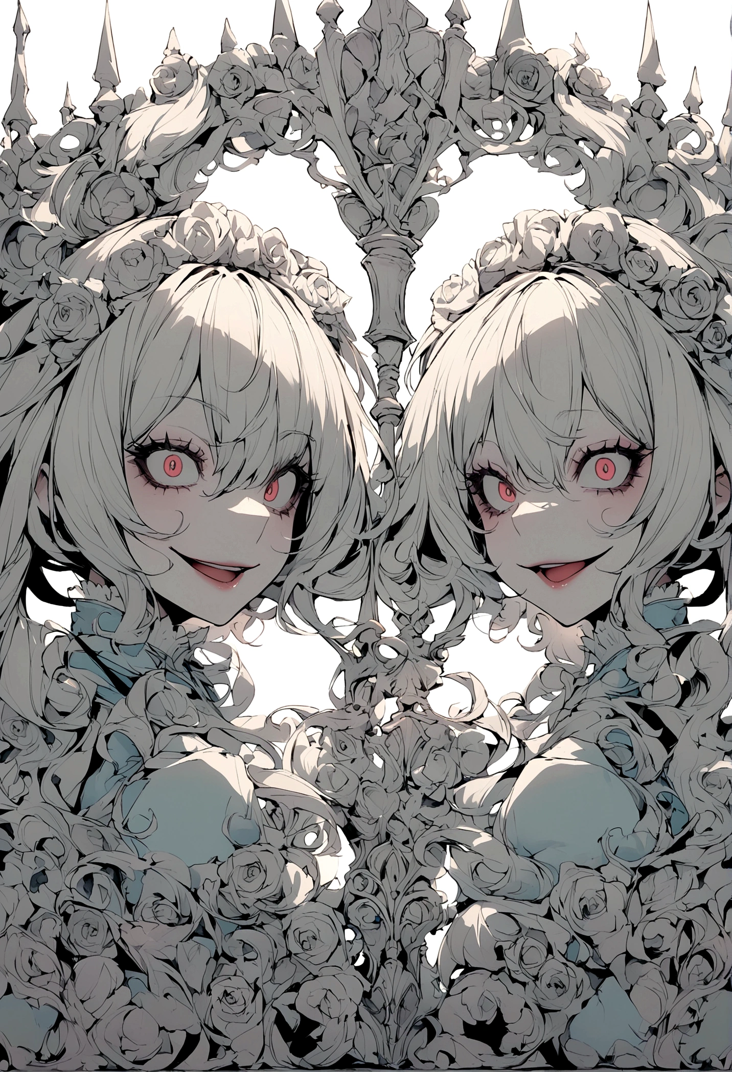 beautiful Alice in wonderland with knife, (crazy smile:0.8), coherent