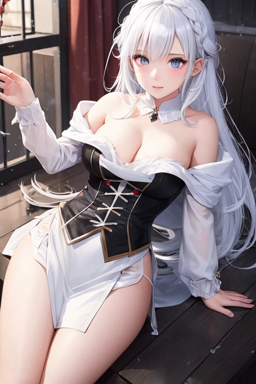 A female character with snow-white hair