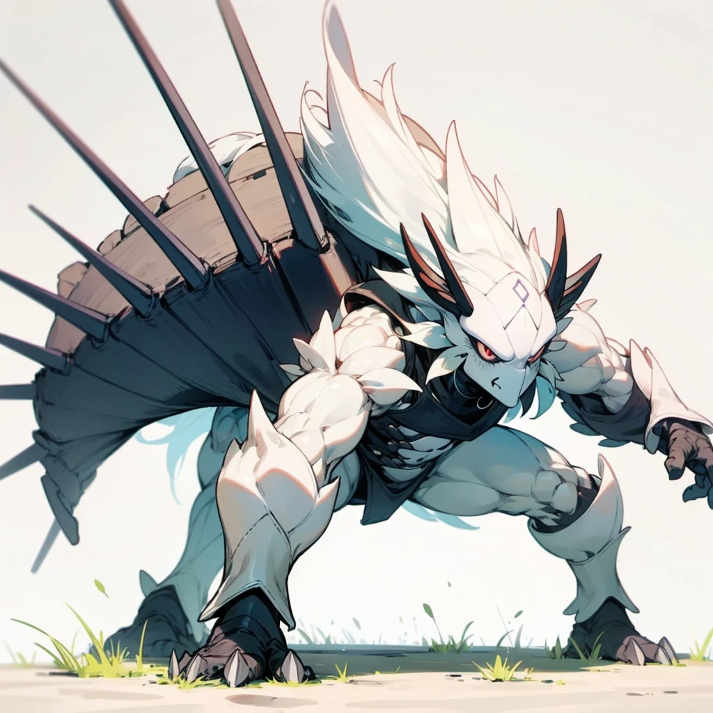 Please make an evolutionary change of this character with the same characteristic features of his body and skin, Grassroots, no background