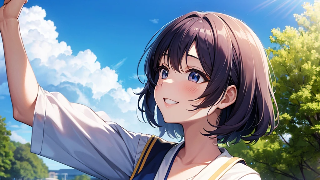 Anime characters、Koharu Rikka、smile、blue sky