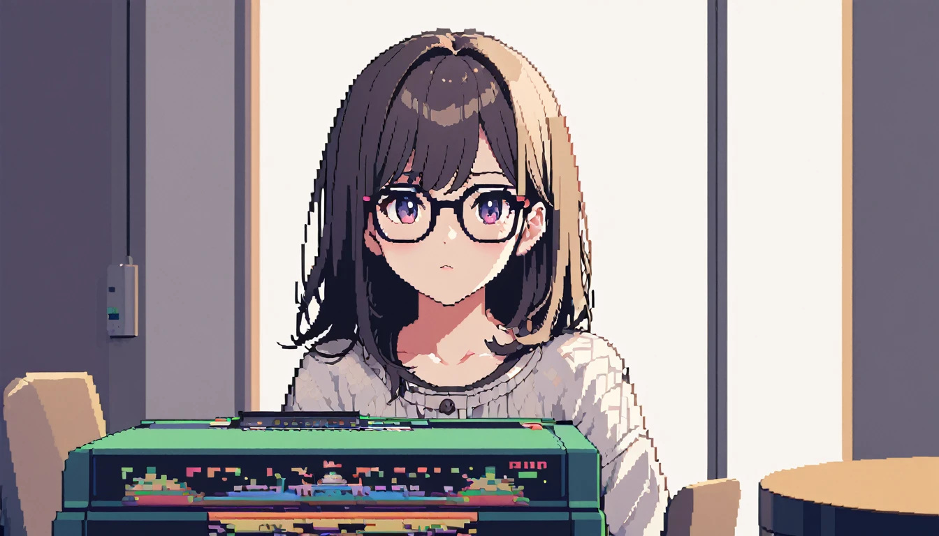 Chibikawa、beautiful girl、Glasses、8bit