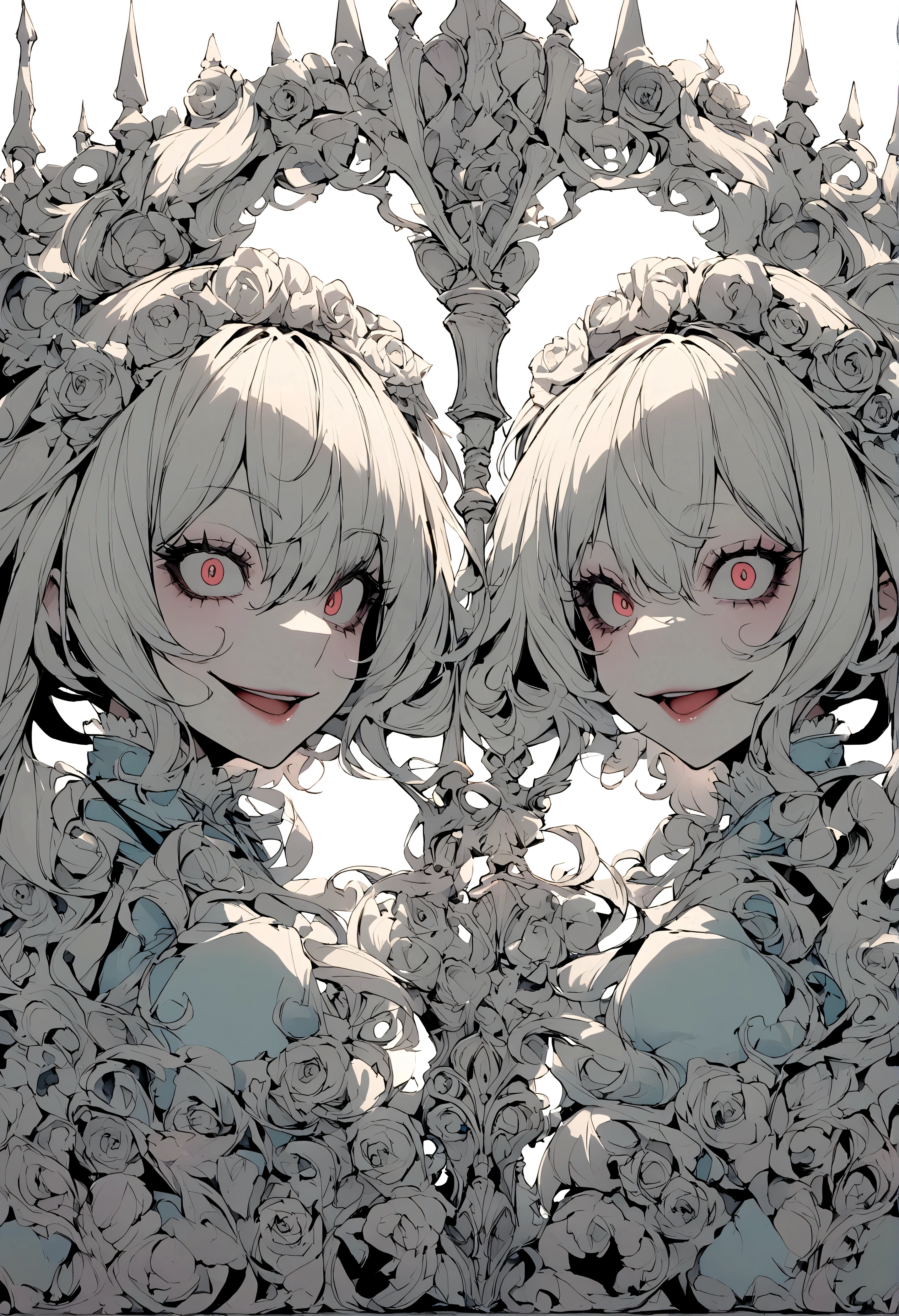 beautiful Alice in wonderland with knife, (crazy smile:0.8), coherent