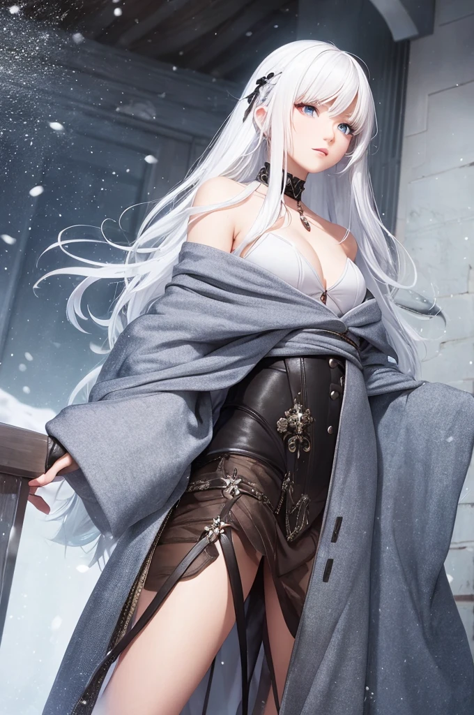 A female character with snow-white hair