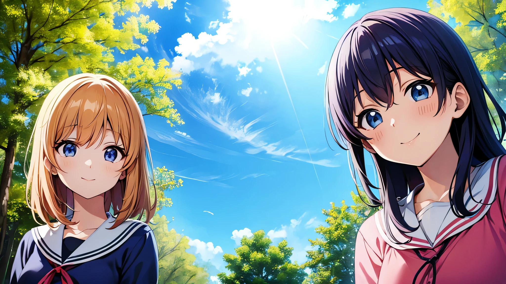 Anime characters、Koharu Rikka、smile、blue sky