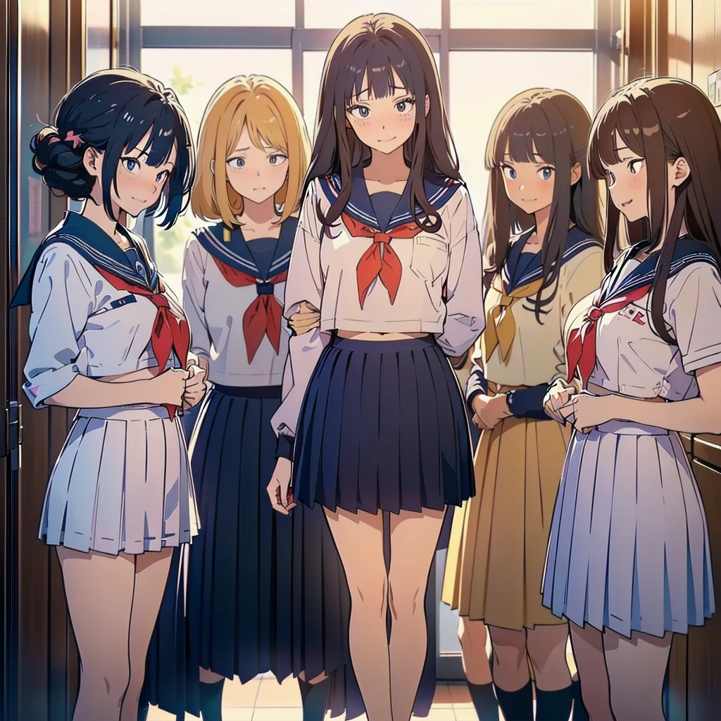 ((NSFW:1.3)),(Textured skin, Anatomically correct, Super Detail, high details, High quality, hight resolution, Best Quality, 1080p,4K),(One-person viewpoint, looking at viewer, subjective:1.5),
((My Hero Academia anime style:1.5))
(Multiple girls in Changing rooms),(women's Changing rooms:1.3)
((Multiple girls, 10+girl with, Group photo of the girls, Group photo of the girls:2))
(Girls of ,(14 year old),:1.5),(Girls with busts of all sizes:1.5),(Girls with various hairstyles:1.5),
(inviting you to have sex),
((Girls line up while changing clothes:1.5)),
(full body shot:1.5),
(school sailor uniform:1.5),
(while changing clothes:1.3),
(naughty expression:1.5),(orgasm smile:1.5),seductive smile, excited smile,(embarrassed:1.5)
(blush, face blush, blushing:1.5),upset
(The girls are in the process of taking off their clothes:1.5),Undressing, about to undress, in underwear, naked,