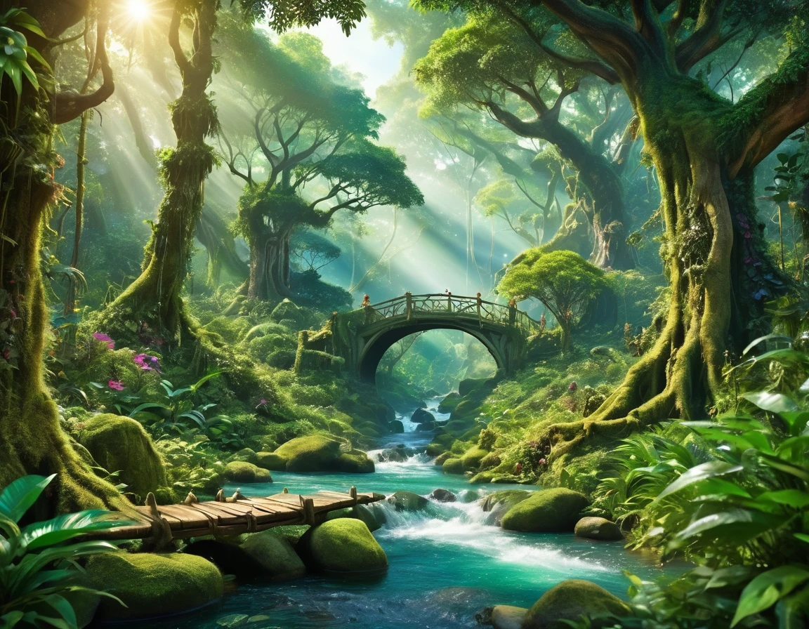 Huge forest,There is a stream flowing through, forest portal, Forest Background, Forest environment, Peaceful Elf Forest, enchanted magical The Jungle Book, lush Fairy Forest, The Jungle Book, beautiful Forest view, Forest view, spinning scene in forest, In a picturesque forest diorama, Forest Theme, Fairy Forest, Forest scene, beautiful ancient forest