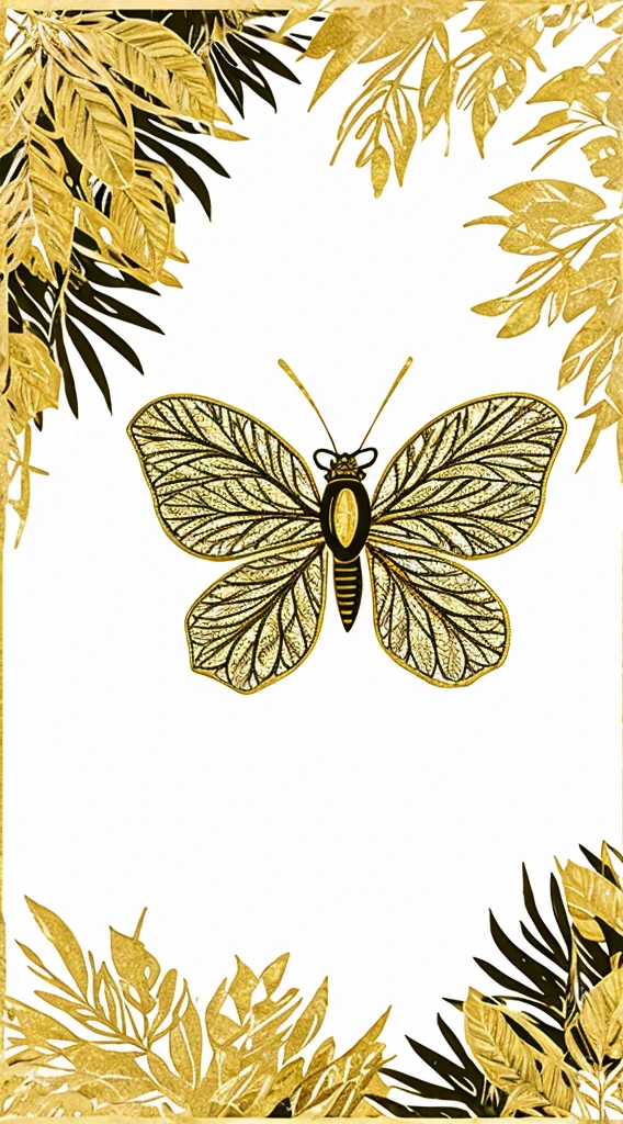 1sticker,a sticker, Nikkaze,(A tree full of gold coins),(Brilliant décor),(Fortune cicada),(Traditional coats of arms),gold coins,Golden branches and jade leaves,Background brushstrokes in ink style,water ink, white backgrounid, nothing background, simple backgound, dk, badges,logo, pastel colour, vectorstyle, no gradien
