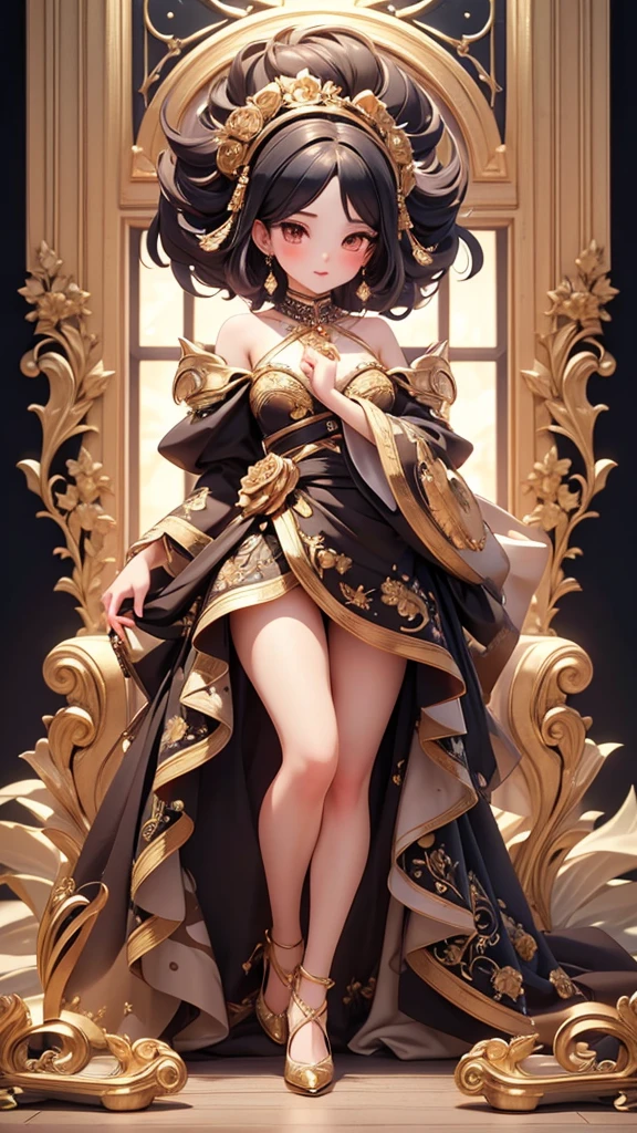 (masterpiece), (top quality), ((hyper detailed)), (exquisite), (beautiful and aesthetic), (super detailed skin), (high standard), (high resolution), (perfect anatomy), (full body), (blush), ((yami kawaii)), (earring), (lipstick), ((perfect hands, perfect fingers))