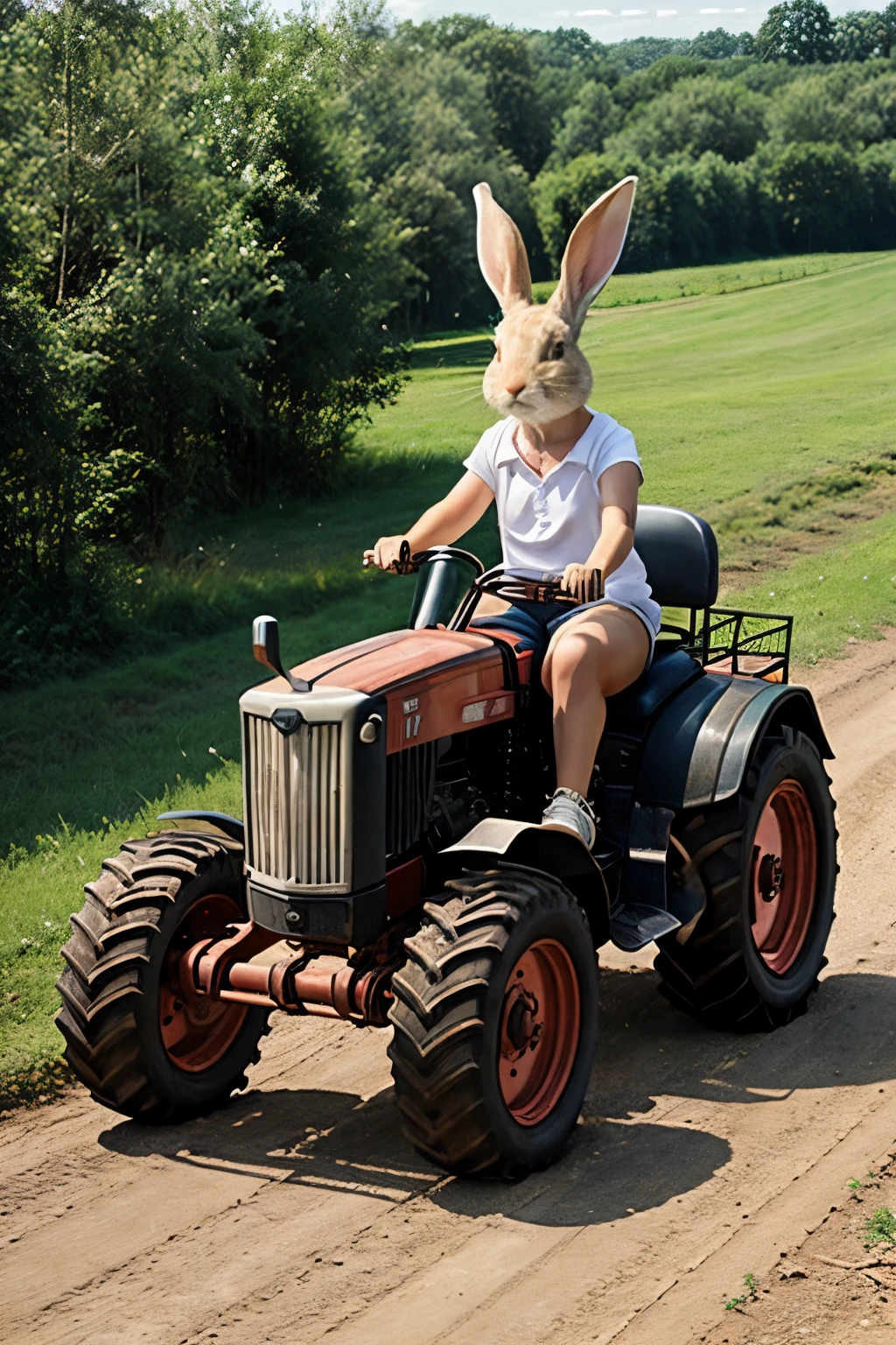 Rabbit driving tractor