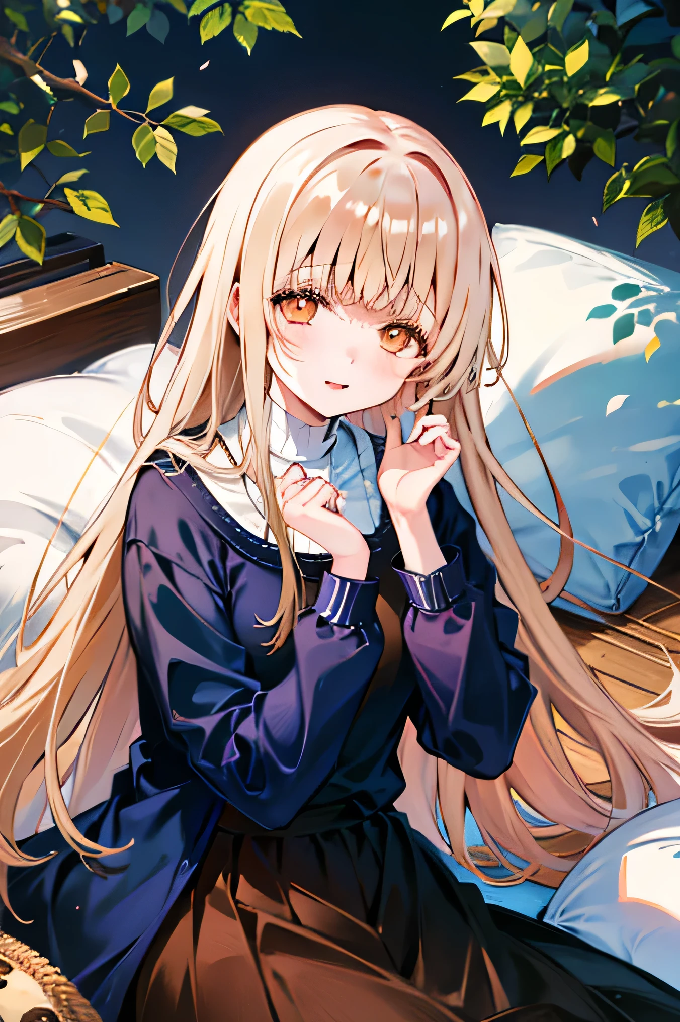 A girl walking along the river, Mix 4, sweater, pillow, lips, Open_mouth, Realistic, photograph_(Moderate), alone, Packed_animal, Packed_toy, Teddy_bear,(masterpiece),(photographRealistic:1.3), Super detailed, (Skin with attention to detail:1.2),(Highest quality:1.0), (Ultra-high resolution:1.0), (Urzan-6500:0.3), Wavy fine hair, Long Hair, sunlight, (Beautiful and detailed makeup), (???????? excited、Blushing、breathing becomes rough:1.0), Flower Theme Petals Scattered, (Flowers with a soft glow:0.5)