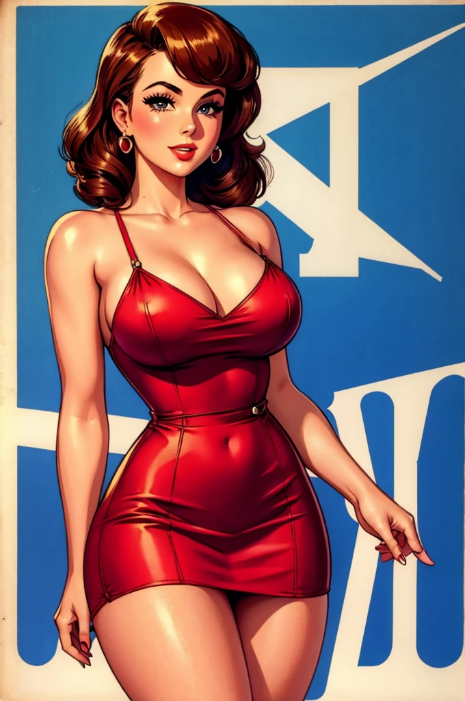 gorgeous woman, short dress, vintage pin up