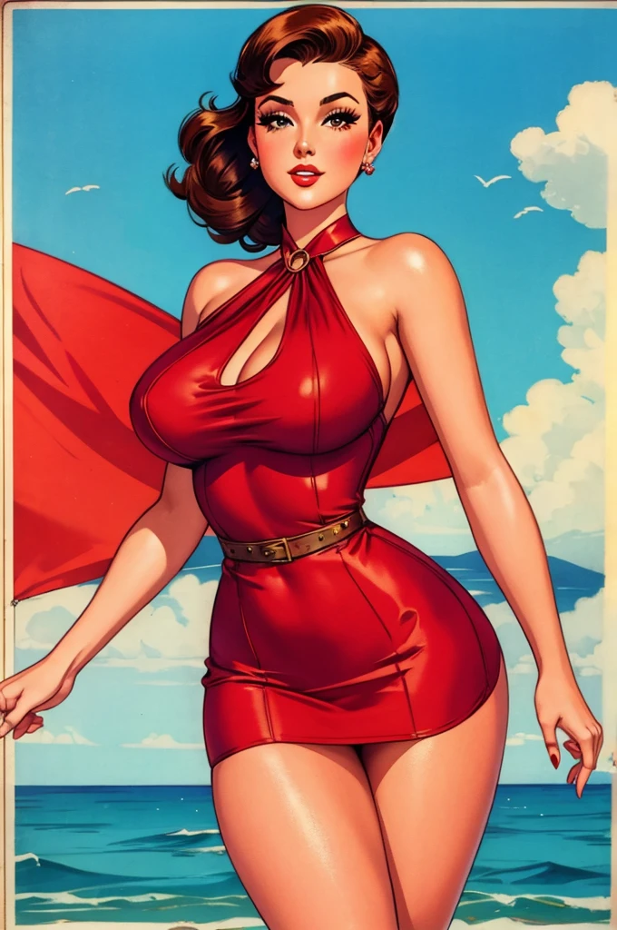 gorgeous woman, short dress, vintage pin up