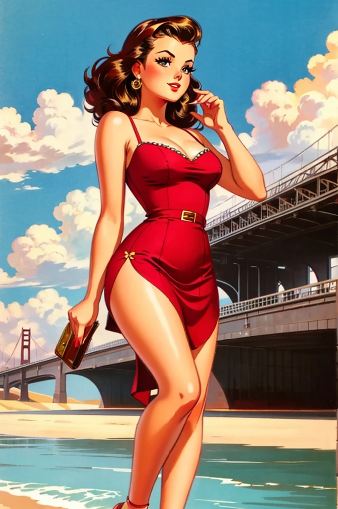 gorgeous woman, short dress, vintage pin up