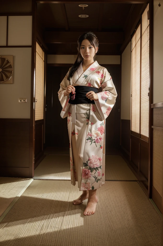 (8k, Best Quality, Masterpiece, ultra high definition: 1.2),kimono,japanese room,also,whole body