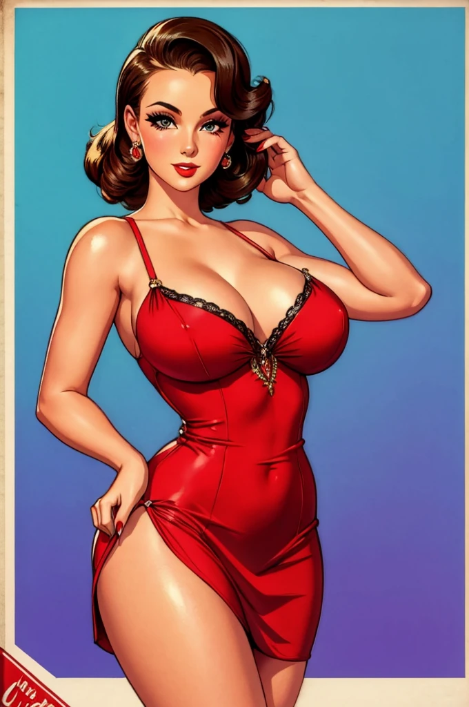 gorgeous woman, short dress, vintage pin up