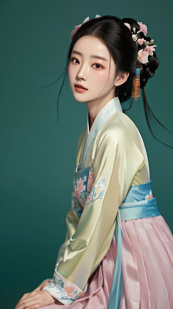 arafed asian woman in a pink dress and a blue and white dress, palace , a girl in hanfu, wearing ancient chinese clothes, hanfu, with acient chinese clothes, ancient chinese beauties, traditional chinese clothing, white hanfu, by Russell Dongjun Lu, beautiful render of tang dynasty, artwork in the style of guweiz, by Yu Zhiding