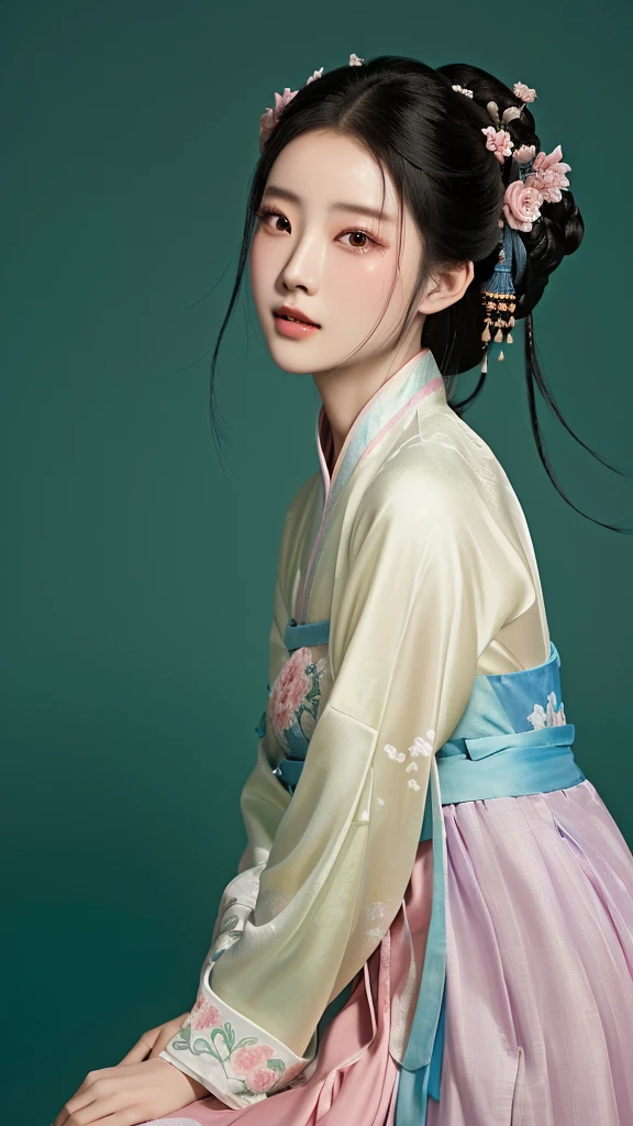 arafed asian woman in a pink dress and a blue and white dress, palace , a girl in hanfu, wearing ancient chinese clothes, hanfu, with acient chinese clothes, ancient chinese beauties, traditional chinese clothing, white hanfu, by Russell Dongjun Lu, beautiful render of tang dynasty, artwork in the style of guweiz, by Yu Zhiding